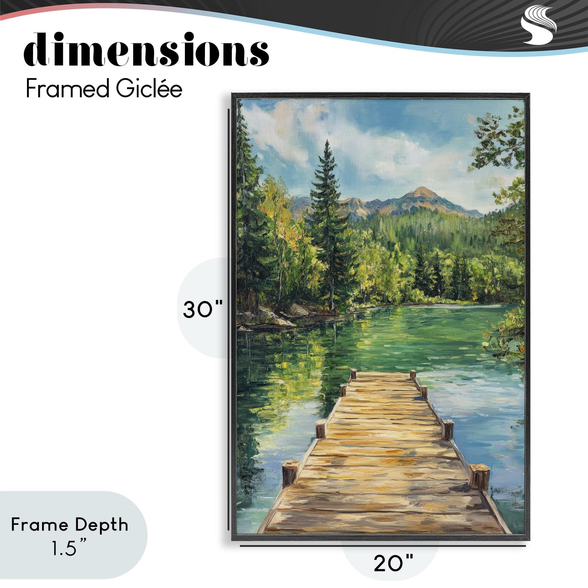 Stupell Industries Sunlit River Dock Black Framed Giclee Art, design by Petal Prints Design