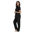 thumbnail image 2 of Just Love Solid Stretch Scrub Set for Women Stretchy Mock Wrap Top and Cargo Pants (Small, Black Stretch Fabric), 2 of 3