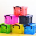 thumbnail image 2 of Mini caja de almacenamiento de plástico transparente con tapa con cierre, estuche portátil para guardar joyas, color amarillo, 2 of 5