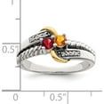 thumbnail image 4 of 14K/Silver Two-Tone Sterling Silver & 14K Two-Stone And Diamond Mother's Ring (Size 6) Made In Thailand qmr37/2sy-6, 4 of 5