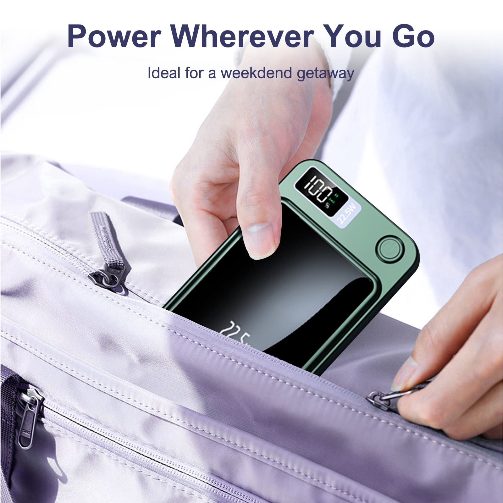 2 in 1 Magnetic Fast Charging Power Bank 5000mAh, Wireless Portable Charger 22.5W Output Smart LED Battery Indicator, Outdoor Survival Essential for iPhone,for Samsung Tablet Devices Green(2 Pack)