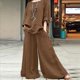 thumbnail image 2 of Conjunto de 2 Piezas de y Algodón para Mujer, Camisa de Larga Extragrande, Pantalones Holgados con Cintura Elástica y 2 Bolsillos. Caqui 5XL, 2 of 3