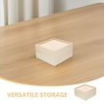 thumbnail image 3 of OULII 2Pcs Acrylic Storage Box with Sliding Transparent Lid and Beige Wooden Base, 3 of 8