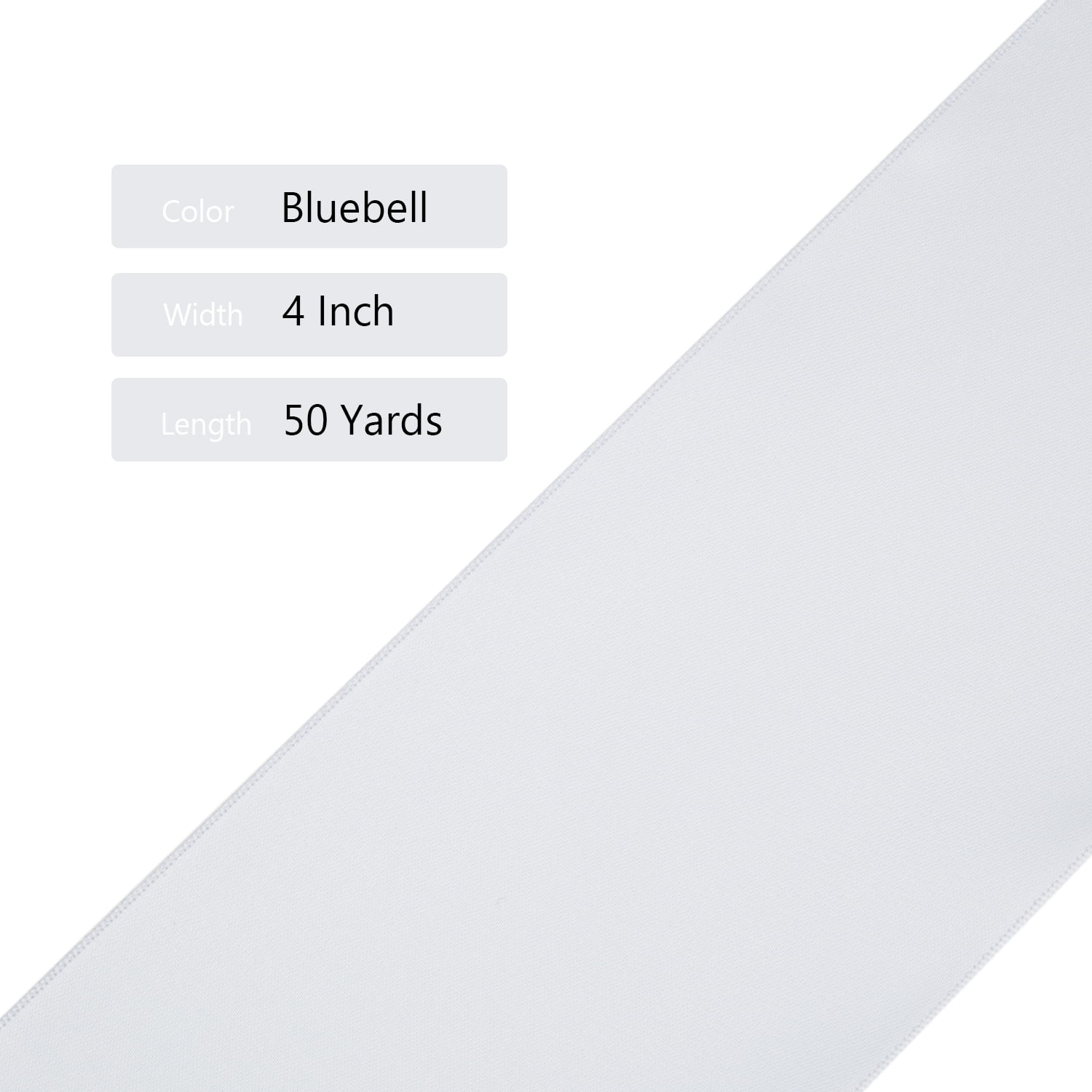 Ribbonitlux Bluebell Satin Ribbon 4 inch Double Sided Quality Satin for Weddings, Invitations, Sashes, Crafts, Apparel, Headbands - 50 Yds/roll