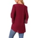 thumbnail image 3 of INSPIRE CHIC Blusa de Chiffon para Mujeres con Mangas de Campana 3/4, Cuello en V, Dobladillo Asimétrico, Casual y Elegante, Color Rojo Vino, 3 of 6