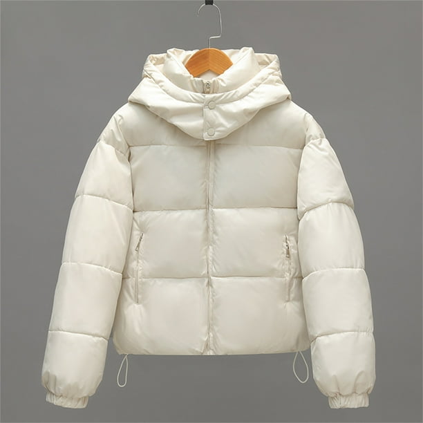 Parkas de manga larga para mujer, chaqueta informal de invierno a la moda con cuello alto grueso y capucha de manga larga, top de poliéster para mujer
