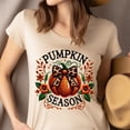thumbnail image 4 of Pumpkin Season Graphic Tee | Fall Pumpkin Shirt with Bow Design | Unisex Casual T-Shirt, Natural, Size XL, 4 of 6