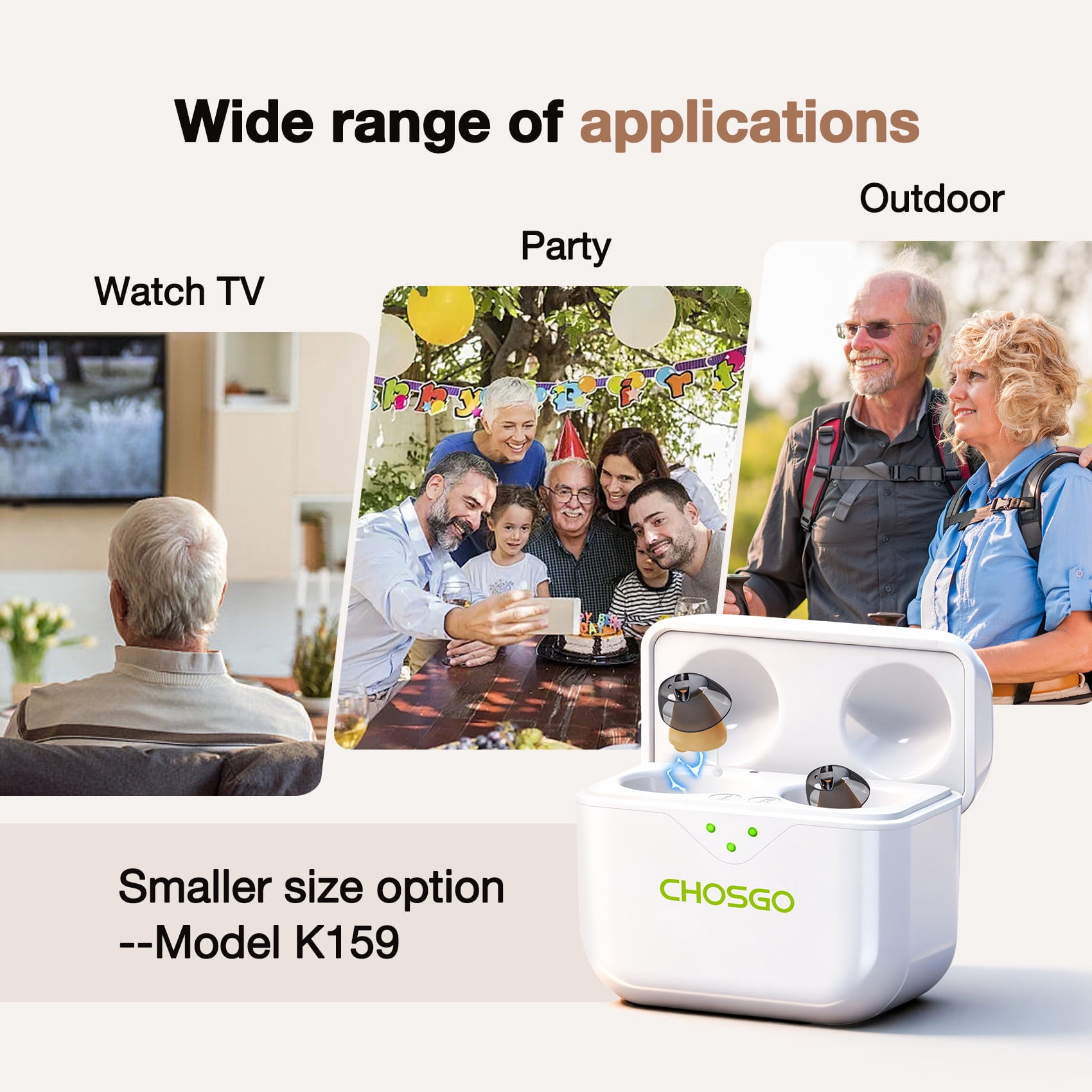 Advanced Smart Smallest Hearing Aids with Noise Cancelling,Completely-in-the-Canal Hearing Aid with Portable Charging Case,1 Pair,CHOSGO
