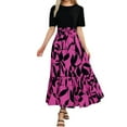 thumbnail image 2 of Womens Summer Dresses Floral Print Wrap Short Sleeve Maxi Patchwork Ruffle A Line Sundress Hot Pink L, 2 of 5