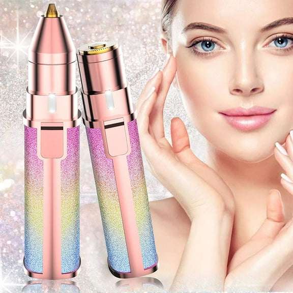 Facial Hair Removal for Women,Eyebrow Razor,2 in 1 Eyebrow Trimmer and Epilator for Women Painless Hair Remover Rechargeable Womens Face Shaver for Peach Fuzz , Lips, Chin, Arms with LED Light