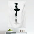 thumbnail image 1 of Ballet Tapestry, Silhouette of Woman Dancer on Stage with Tutu Body Beauty Musical Entertainment, Fabric Wall Hanging Decor for Bedroom Living Room Dorm, 5 Sizes, Black and White, by Ambesonne, 1 of 1