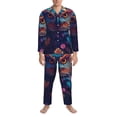 thumbnail image 3 of Lsque Colorful Feather Owl Pattern Long Sleeve Pajama Set for Men - Soft 2-Piece Sleepwear and Loungewear Set with Pockets, Comfy Nightwear-XX-Large, 3 of 7