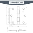 thumbnail image 2 of 24 Pack 3.5" x 3.5" Black Door Hinges, Matte Black Door Hinges 3 1/2 Interior Hinges 1/4" Radius Standard Residential Bedroom Door, 2 of 6