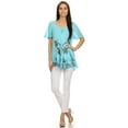 thumbnail image 5 of Sakkas Albina Island Relaxed Fit Embroidery Cap Sleeves Blouse / Top - Turquoise - One Size, 5 of 5