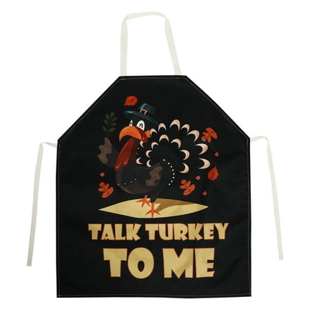 

1pc Oil-proof Cooking Apron Creative Thanksgiving Apron Kitchen Supply (Black)