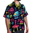 thumbnail image 2 of Alien Men's Button Down Hawaiian Print Short Sleeve Casual Summer Beach Shirts, 2 of 6