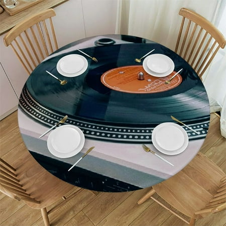 

SHERONV Turntable Record Player Round Table Cover Stain Resistant Washable Indoor Outdoor Tablecloth Kitchen Dining Wedding Parties Picnic Farmhouse 100% Polyester Fiber 46-50