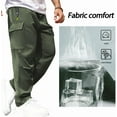 thumbnail image 5 of Men's Cargo Pants with Drawstring Elastic Waistband & Large Pockets, Casual Pants for Hiking Jogging, 5 of 6