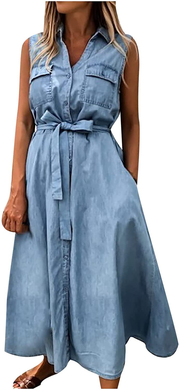 Women Denim Maxi Dress,Summer 
