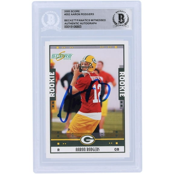 Aaron Rodgers Green Bay Packers Autographed 2005 Score #352 Beckett Fanatics Witnessed Authenticated Rookie Card - Fanatics Authentic Certified