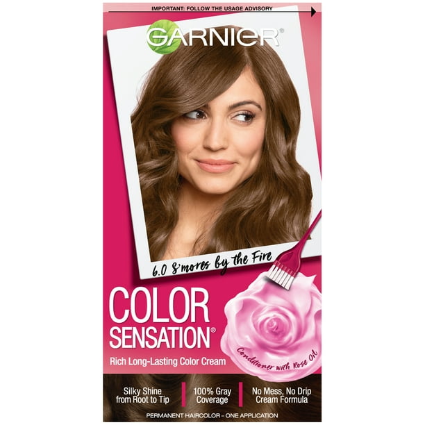 Garnier Sensation Hair Color Cream 6 0 S Mores By The Fire Light Natural Brown 1 Kit Walmart Com