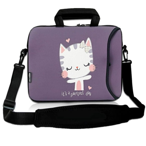 RICHEN 11 11.6 12 12.5 13 inches Case Laptop/Chromebook/Ultrabook/MacBook pro air Notebook PC Messenger Bag Tablet Travel Case Neoprene Handle Sleeve with Shoulder (11-13.3 inch, Cute Cat)