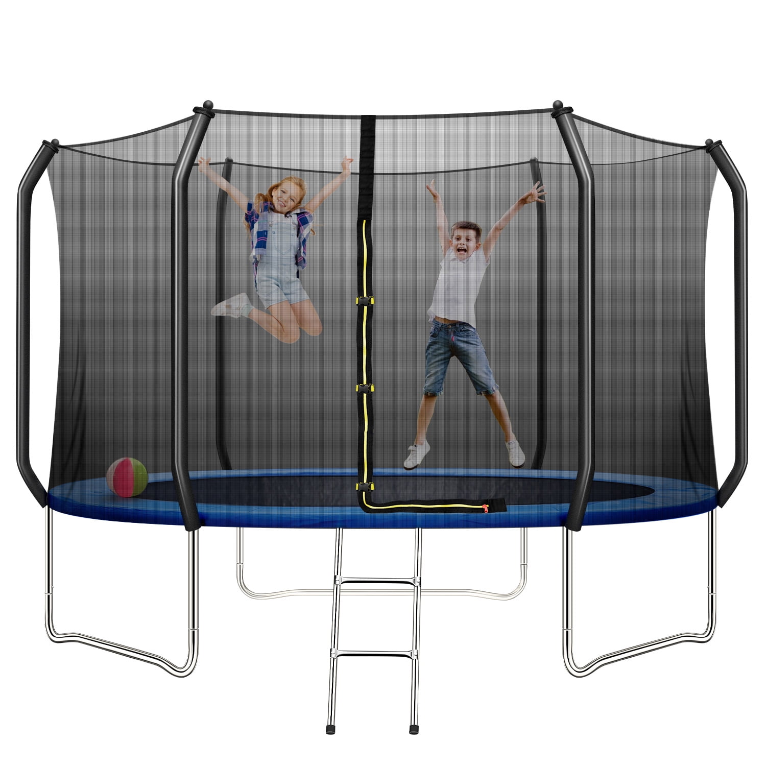 10 FT Trampoline with Safety Net, Exercise Trampoline for Kids and Adults with Jumping Mat, Ladder, 661 LB Weight Limit, Outdoor Fitness Backyard Trampolines, Best Gift - Walmart.com