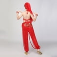 thumbnail image 5 of Eltusu Girls Belly Dance Sets, Sleeveless Shows Performance Elastic Waist Kids Dancewear Sets Red Size 9-11 T, 5 of 6