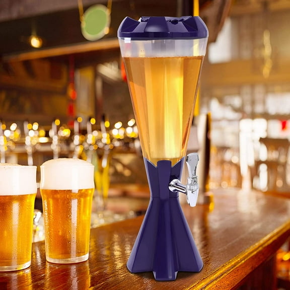FETCOI Beer Tower Dispenser Drink Dispenser 3L with Ice Tube and LED Lights Keg Tap for Kitchen Party