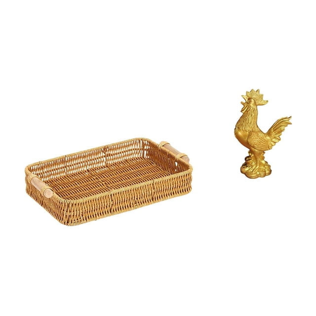 Cestas de almacenamiento,Cestas de almacenamiento de cocina tejidas con asas hechas a mano,Escultura de pollo,Escultura de pollo,decoración del hogar,figura de gallo,Figura decorativa de
