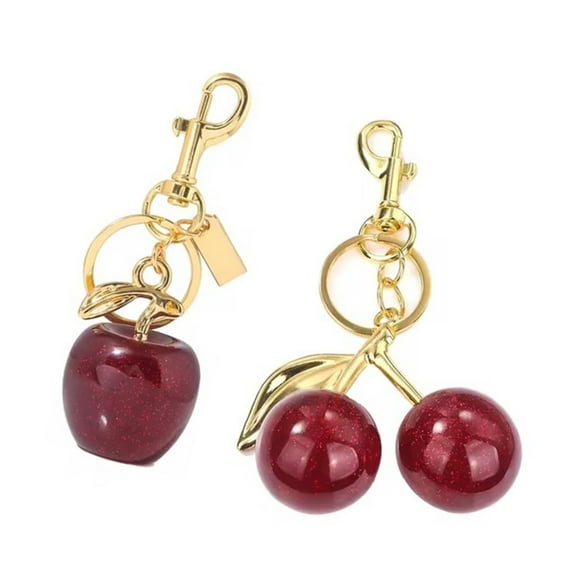WE-POLUJ Elegant Cherry Charm Alloy Keychain Fashion Key Ornament Apples Key Pendant