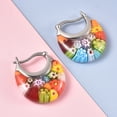 thumbnail image 3 of Colorful Murano Style Millefiori Glass Hoop Earrings for Women Daisy Flower Jewelry Stainless Steel Trendy Gifts for Women Ct. 30 (Red/Green/Blue) Valentines Day Gifts, 3 of 12
