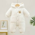thumbnail image 2 of Jumpsuit White Onesie Baby Girl Long Sleeve Button down Hooded Jumpsuit with Bear Ears Warm Clothes for Baby Girl Boy Clothes 0-3 Months, 2 of 5