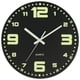 thumbnail image 1 of Reloj de pared luminoso Toorise, sin marco, con luz nocturna, de madera de 12 pulgadas, que brilla en la oscuridad, silencioso, con números y manecillas luminosas, funciona con pilas., 1 of 8