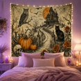 thumbnail image 2 of Cats Hand Drawn with Textured Parchment Story Mansion, Playful Gothic for Cat Lovers, Cat Wall Art, Halloween Gift, Tapestry Wall Hanging for Bedroom, Living Room and Dorm, 2 of 7
