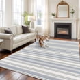 thumbnail image 2 of Area Rug for Living Room, Vintage Stripes Non-Slip Indoor Large Carpet for Bedroom/Dining Room, Retro Minimalist Lines Pattern Light Blue Washable Low-Profile Rectangle Floor Runner Rugs - 5 x 7 Ft, 2 of 8