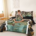 thumbnail image 3 of Castle Fairy Rustic Camo Bass 7-Piece Twin Bedding,Wooden Plank Outdoor Fishing Bedding Comforter Set,Brown Olive,Black Reversible, 3 of 7