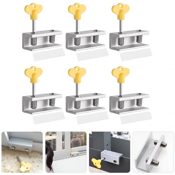ZHZFKQ 2026 New Sliding Window Locks (6 Sets),Security Window Locks with Keys,Adjustable Aluminum Sliding Window Stops for Home,Office,Apartments,Security Doors,Sliding Glass Windows,Patios.