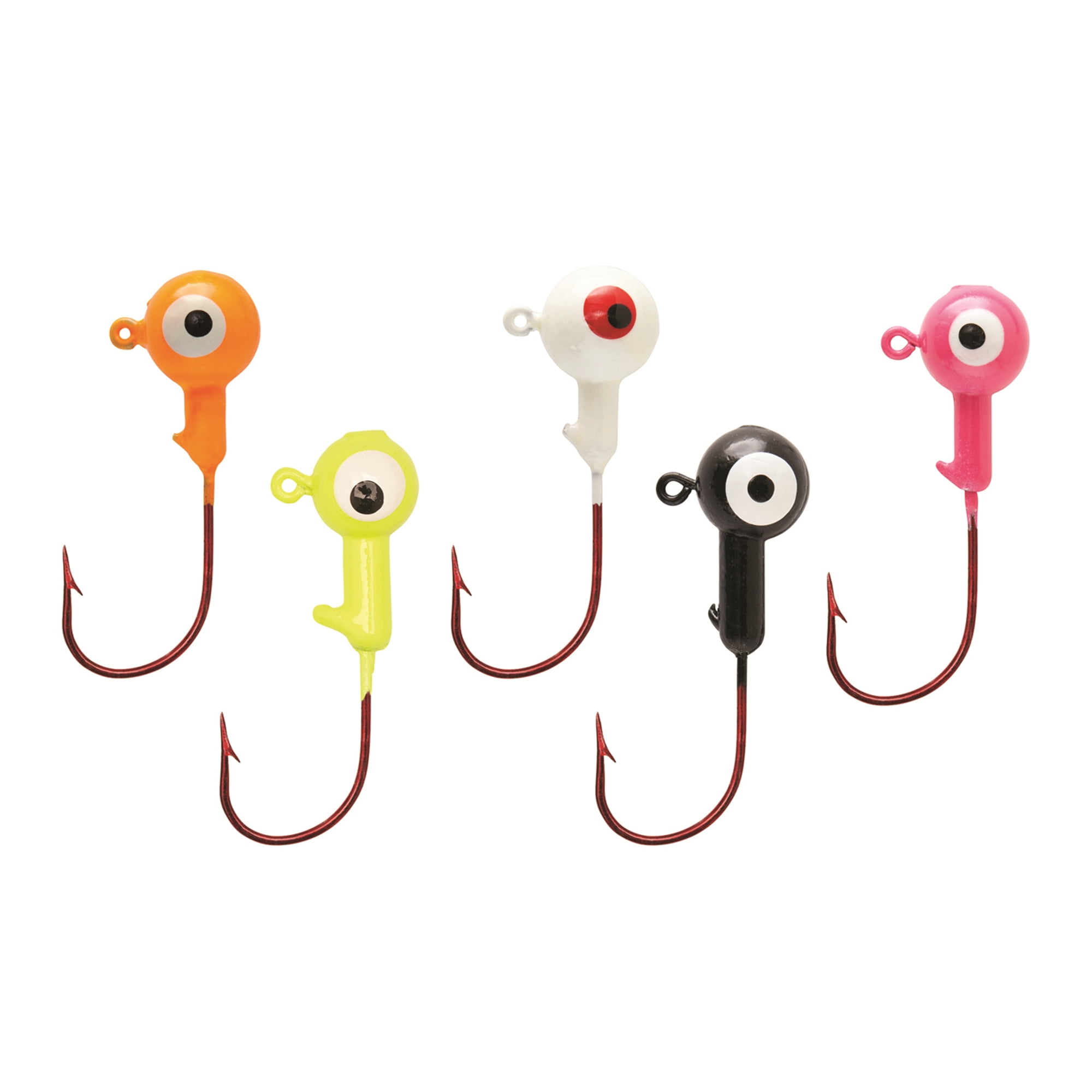 Eagle Claw Ball Head Fishing Jig, Unpainted with Red Hook, 1/32 oz., 10 Count