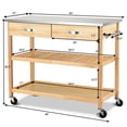 thumbnail image 2 of Costway Rolling Kitchen Trolley Cart Stainless Steel Countertop w/ Storage Drawer Shelf, 2 of 6