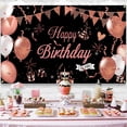 thumbnail image 2 of Estandarte de decoración de feliz cumpleaños, letrero grande de estandarte de feliz cumpleaños en negro y oro rosa, telón de fondo de feliz cumpleaños, 2 of 5