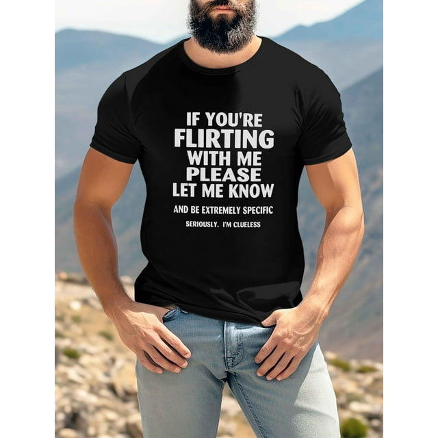 Men'S Plus Size Casual T-Shirt with Funny Slogan, 100% Polyester Crew Neck, Regular Fit, Slight Stretch, Summer Knit Fabric Top, 150gsm - Humorous Graphic Tee for Adults