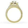 thumbnail image 4 of Unique Moments 2 Ct Lab Grown Cushion Halo Diamond Engagement Matching Wedding Ring Set 14K Yellow Gold, 4 of 6