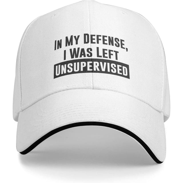 in My Defense I was Left for Unsupervised Baseball Cap Gavin Funny Trucker Hat Fun Snapback Black