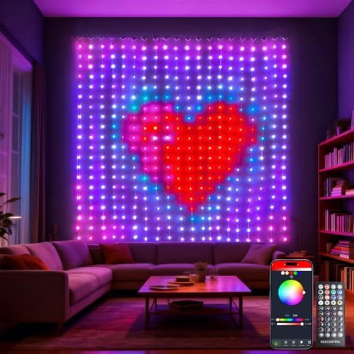 Smart Curtain Lights, 7×5FT Multicolor LED Curtain Lights with 540 LEDs, App Control, Timer & 144 Preset Modes, Valentines Decoration Light for Bedroom Yard Party & Valentines Day Decor