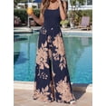 thumbnail image 5 of Jumpsuits for Women Summer One-Piece Sleeveless Boho Floral Wide Leg Romper Vacation Outfits Blue & Pink XL, 5 of 7