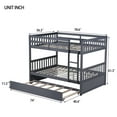 thumbnail image 4 of Full over Full Bunk Bed with Twin Size Trundle Bed, Detachable Rubber Wood Bed with Ladder and Guardrail, Dark Grey, 4 of 9