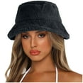 thumbnail image 2 of Bucket Hats Winter Thick Bucket Warm Hat Bucket Cap Basin Hat For Women Men Solid Color Style Bucket Hats, 2 of 6
