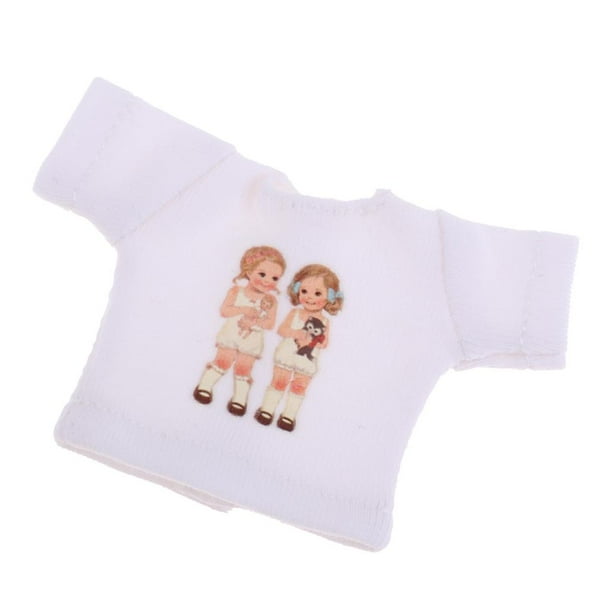 Trajes Superiores rico y camiseto Del Color para El Accesorio OB11 Doll Blanco