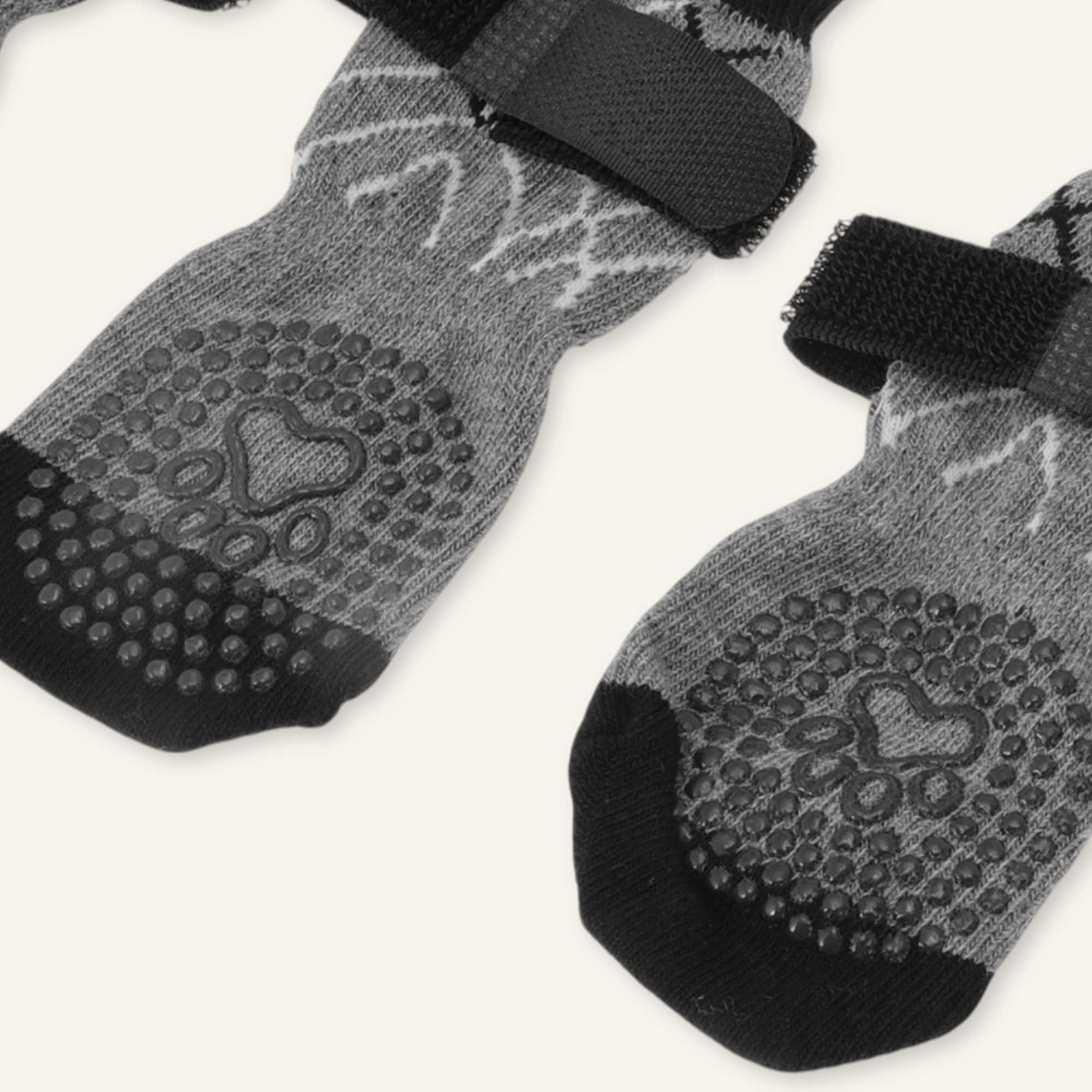 Unique Bargains 4Pcs Non-Slip Dog Socks with Adjustable Tapes Gray L